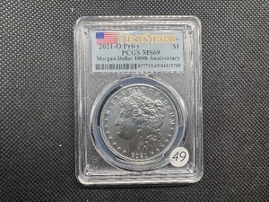 lot 49 image: 2021-O Privy Morgan Silver Dollar PCGS MS69 First Strike - 100th Anniversary Coin