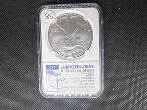 lot 58 image: 2021-S Landing  Eagle Type 2 1 Oz. Silver American Eagle NGC MS69 Early Releases Emergency Production - ER