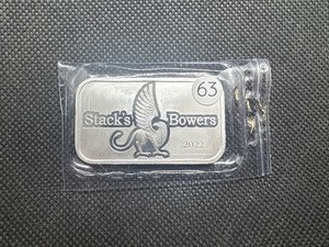 lot 63 image: 2022 One Ounce .999 Silver Stacks & Bowers Bar