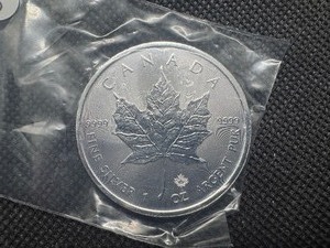lot 69 image: 2020 BU SilverCanada Maple Leaf  Coin - 1 Oz. of .9999 Silver