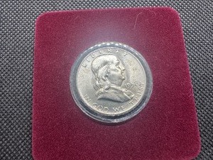 lot 85 image: 1958-D Brilliant Uncirculated Silver Franklin Half Dollar