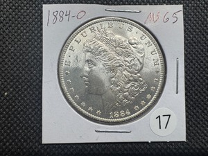 lot 17 image: 1884-O Morgan Silver Dollar Marked MS65 When Purchased - Nice Mint Luster
