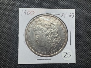 lot 25 image: 1900 Morgan Silver Dollar Marked MS63 When Purchased
