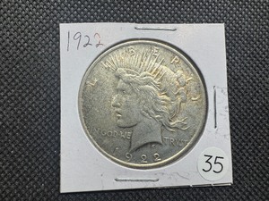 lot 35 image: 1922 Peace Silver Dollar