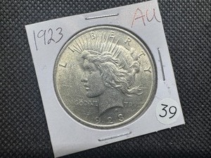 lot 39 image: 1923 Peace Silver Dollar Marked AU When Purchased