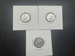 lot 92 image: Three Silver Dimes including 1944 D Mercury