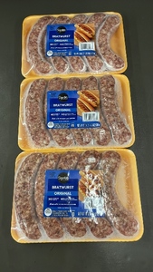 lot 7 image: J - Signature SELECT Bratwurst Original - 3-Pack, 19 oz Each, Premium Pork Sausage