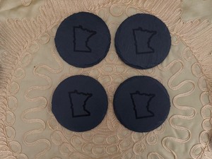 lot 34 image: Set of Four StoneSlate Coasters State of Minnesota Design