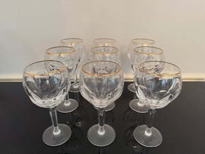 lot 47 image: Vintage Crystal Wine Glasses (Qty 9)