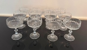 lot 53 image: Vintage Schott-Zwiesel Tango Pattern Cut Crystal Champagne or Tall Sherbet Glasses (Qty 12)
