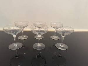lot 56 image: Vintage Glass Champagne Glasses (Qty 6)