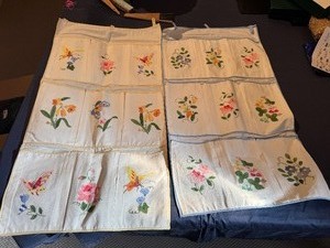 lot 83 image: Vintage Handmade Embroidered Hanging Storage 32 L x 17 W