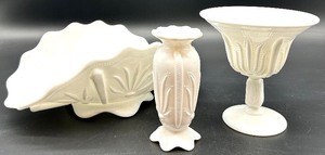 lot 3 image: Vintage Fenton Cactus Pattern Milk Glass (Lot of 3)