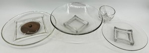 lot 6 image: Vintage Cambridge Clear Glass Bowls, Lazy Susan and Footed Dish