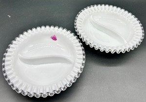 lot 14 image: Vintage Fenton Silver Crest Glass Divided Dishes - Ruffled Edge