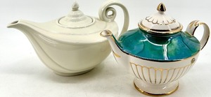 lot 47 image: Vintage Arthur Wood Teapot Turquoise Glaze & Hall White Teapot