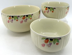 lot 63 image: Vintage Halls Mixing Floral Bowls - 3-Piece Set - Made in U.S.A.