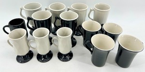 lot 70 image: Variety Hall Mugs - Black & White - Made in USA - Pattern 1272