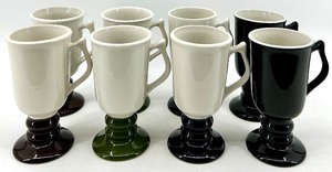 lot 71 image: Vintage Hall 1273 Mugs - 8-Piece Ceramic Pedestal Mug Set - Made in USA