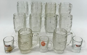 lot 93 image: Variety Variety of DADS and A&W Root Beer Glass Mugs - Clear Glass with Embossed Logo Set
