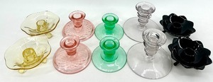 lot 99 image: Vintage Glass Candle Holders - Assorted - 5 Pair