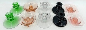 lot 112 image: 10 Vintage Glass Candlestick Holders
