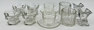 lot 113 image: Assorted Vintage Clear Glassware including Martinsville Cornucopia Candle Holders