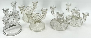lot 118 image: Vintage Assorted Crystal Glass Candelabras - Jeanette - 3 Pairs