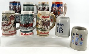 lot 119 image: Vintage Budweiser Collectors Series Steins - CeramArte Brazil (Clydesdale & Holiday Sets)