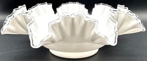 lot 129 image: Large Vintage Fenton Silver Crest Candy Dish - Ruffled Edge
