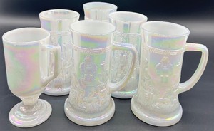 lot 134 image: Vintage Federal Glass Iridescent Goblets - QTY 5
