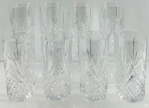 lot 156 image: Masquerade by Cristal DArques - Crystal Cut Highball Glasses - 8-Piece Set