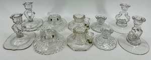 lot 164 image: 5 Pairs of Vintage Crystal Glass Candlestick Holders - Assorted Clear Designs