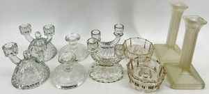 lot 182 image: Vintage Crystal Glass Candlestick Holders - 5 Pair
