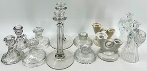 lot 189 image: Vintage Crystal and Ceramic Candle Holders - 6 Pairs