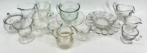 lot 204 image: Vintage Clear Glassware Set - Teacups & Saucers, Mugs & Serving Dishes
