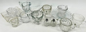 lot 205 image: Assorted Vintage Glassware - Creamers, Salt & Pepper Shakers, Dishes