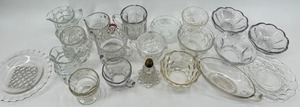 lot 209 image: 20 piece Vintage Crystal Clear Glassware Assortment - Sugar Bowls, Creamer & More