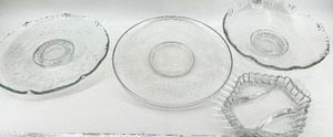 lot 216 image: Vintage Assorted Glass including Fostoria Lacy Leaf Glass Centerpiece Bowl - 4-Piece Set