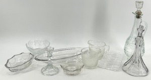 lot 223 image: Vintage Anchor Hocking & Jeanette Glass Clear Glassware Set