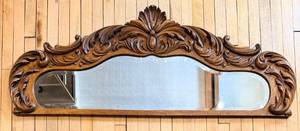 lot 8 image: Carved Oak Rococo Mirror with Acanthus Leaves & Shell Crest