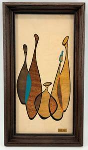 lot 19 image: Vintage MCM Robert Lyons Abstract Artwork - Framed