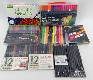 lot 22 image: Art Supplies Lot Crayola Fine Line Markers 40 & 60-Color Dual Tip Pens and more - NIB