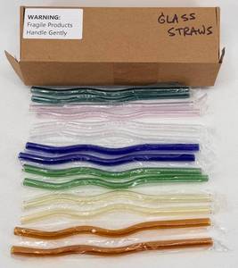 lot 24 image: Glass Straws - Assorted Colors - NIB (Lot of 14)