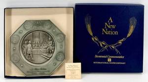 lot 176 image: Pewter Plate A New Nation Bicentennial Commemorative 1776-1976 & International Silver Company