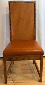 lot 181 image: Oak-Frame Leather Chair - Nailhead Trim