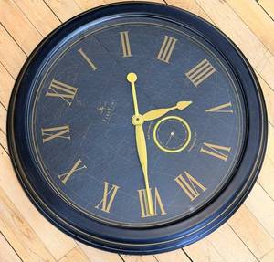 lot 183 image: First Time Wall Clock - World Map Dial, Roman Numerals & Gold Hands, Quartz Movement