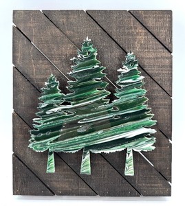 lot 200 image: Resin Tree Wall Art - Dark Wood Panel & Rustic Forest Dcor