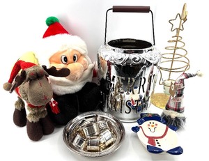 lot 214 image: Enchanted Forest LED Holiday Lantern Battery-Operated with Timer & Snowman Dish Mud Pie Gnome Decor