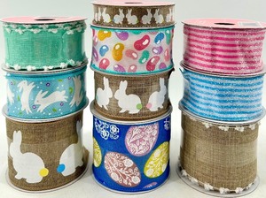 lot 63 image: New - Ribbon Assortment - Easter Bunny & Egg Patterns (Lot of 10)